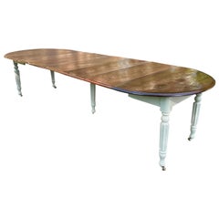Late 1800s French Chestnut Dining Table - 12 Feet Long with extension leaves