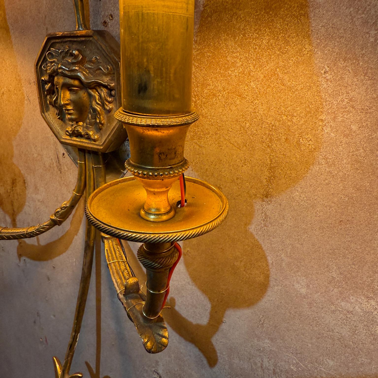 Late 1800s French Empire Bronze Wall Sconces For Sale 5