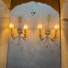 Late 1800s French Empire Bronze Wall Sconces