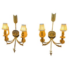 Antique Late 1800s French Empire Bronze Wall Sconces