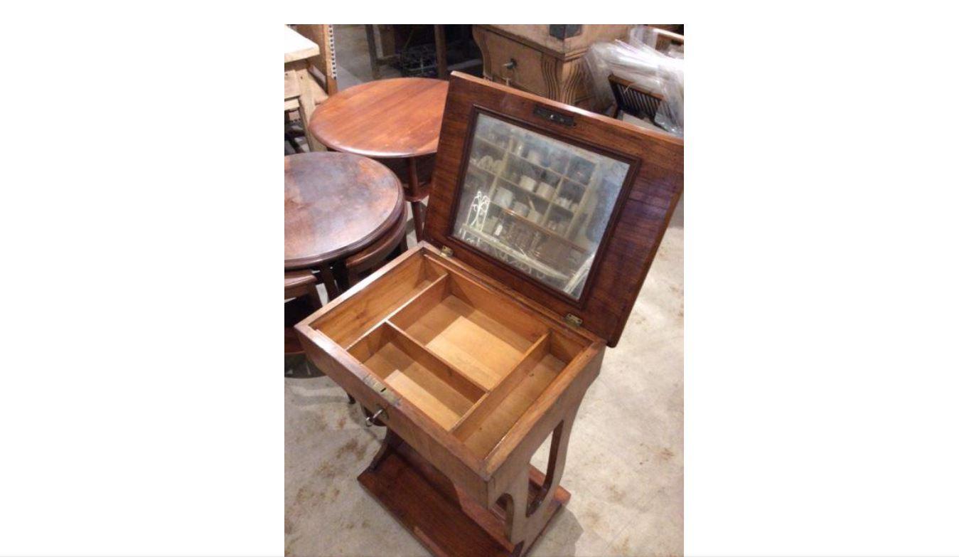 Hand-Crafted Late 1800s French Lift Top Vanity Table For Sale