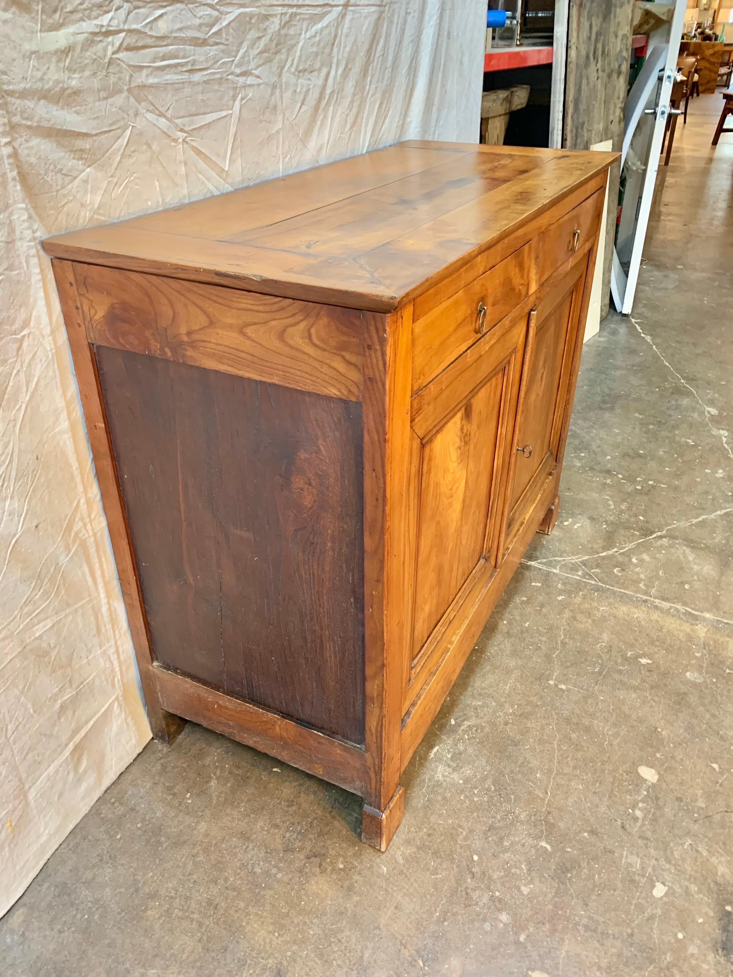 Hand-Crafted Late 1800s French Louis Philippe Cherrywood and Pine Sideboard Buffet For Sale