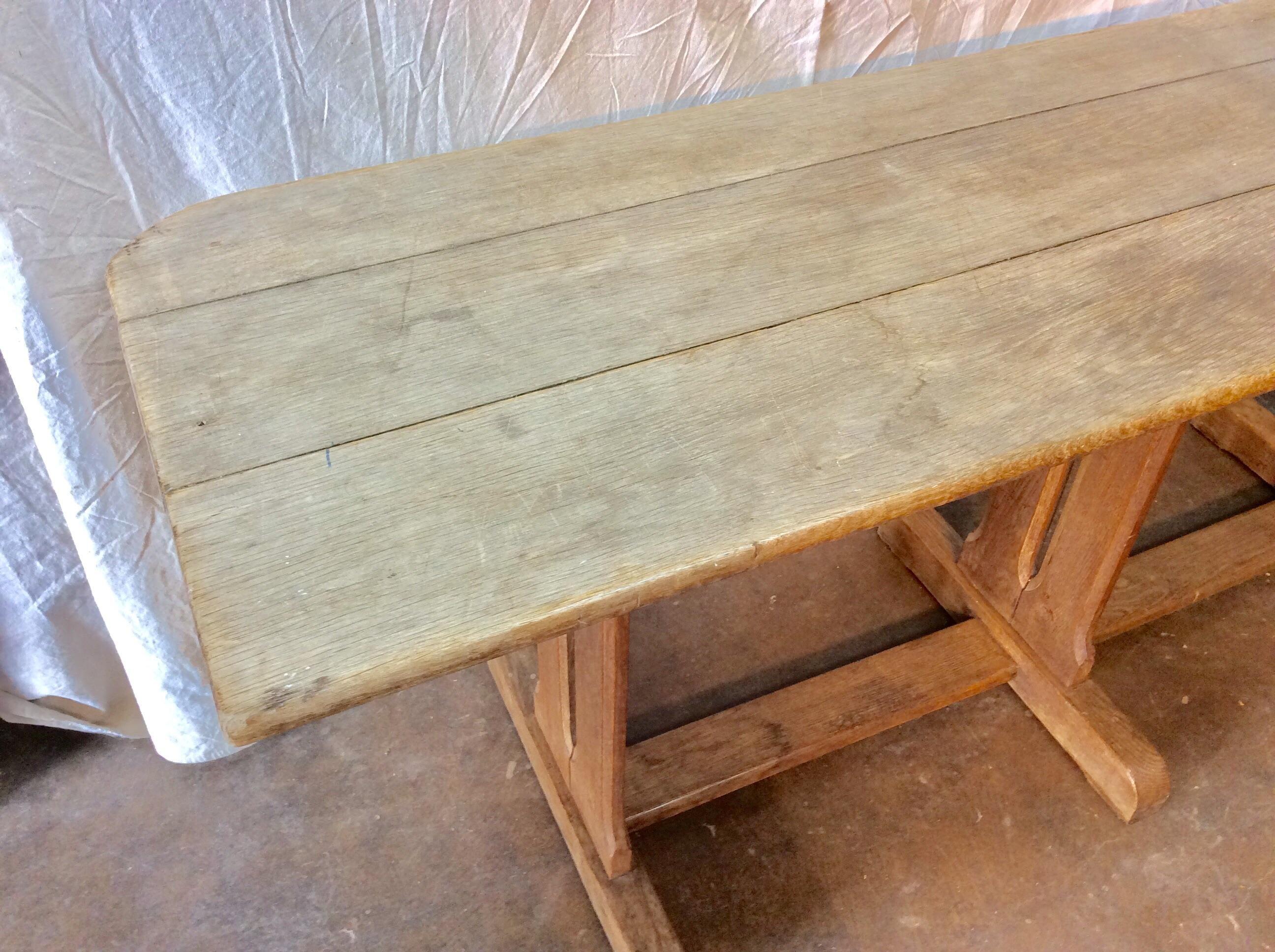 Late 1800s French Oak Console Trestle Table 5