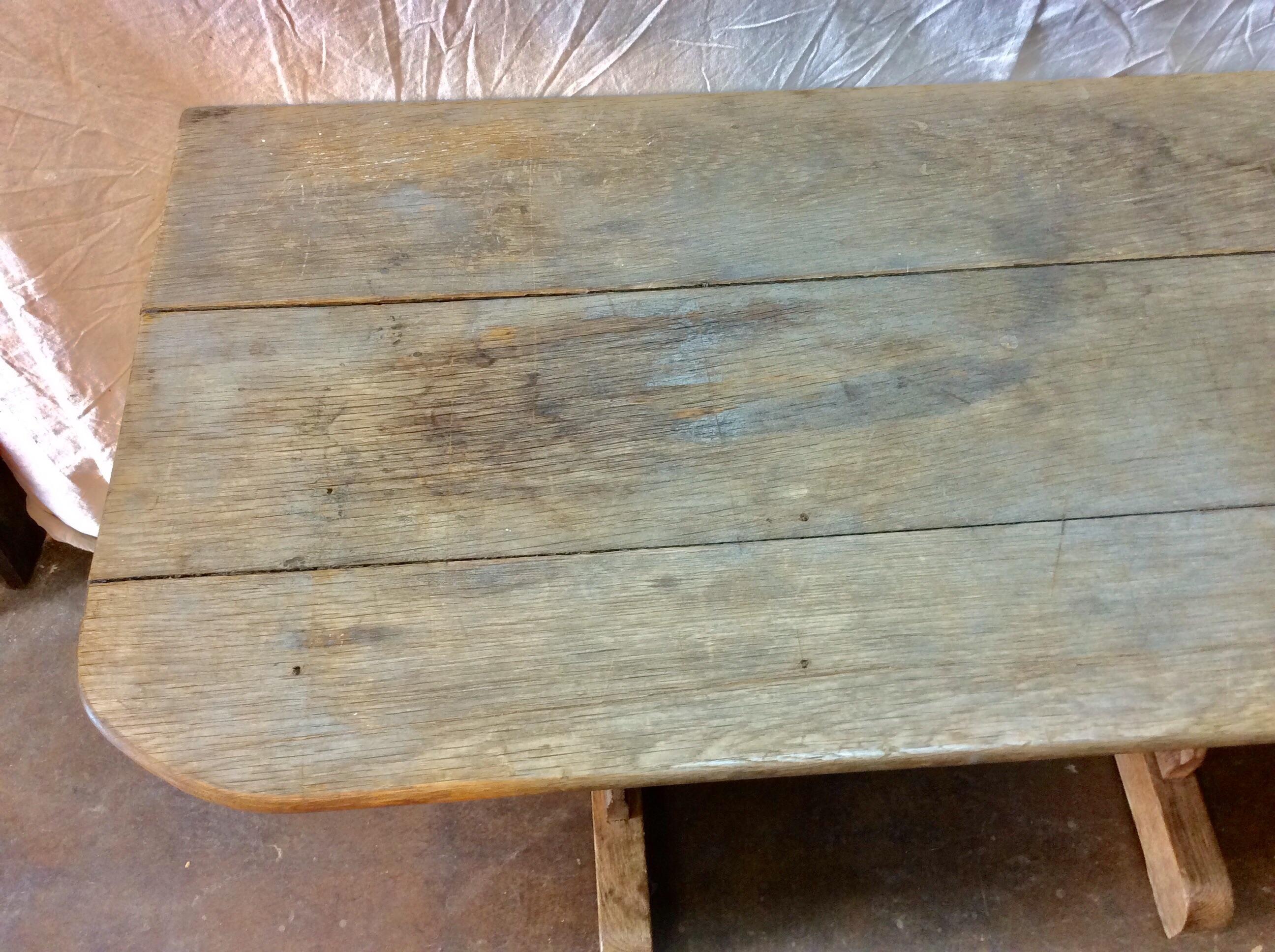 Late 1800s French Oak Console Trestle Table In Good Condition In Burton, TX