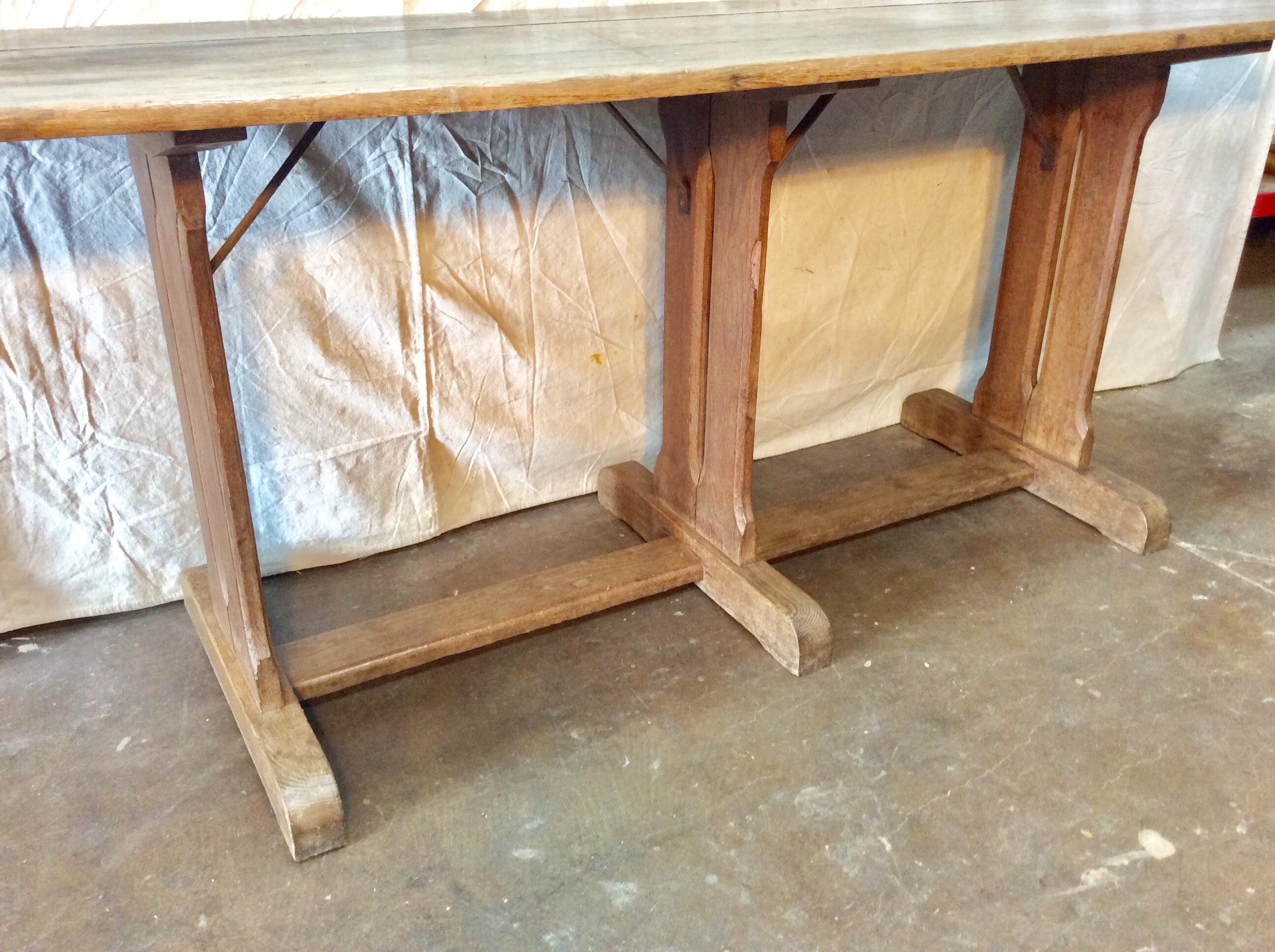 Late 1800s French Oak Console Trestle Table 1