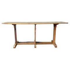 Late 1800s French Oak Console Trestle Table