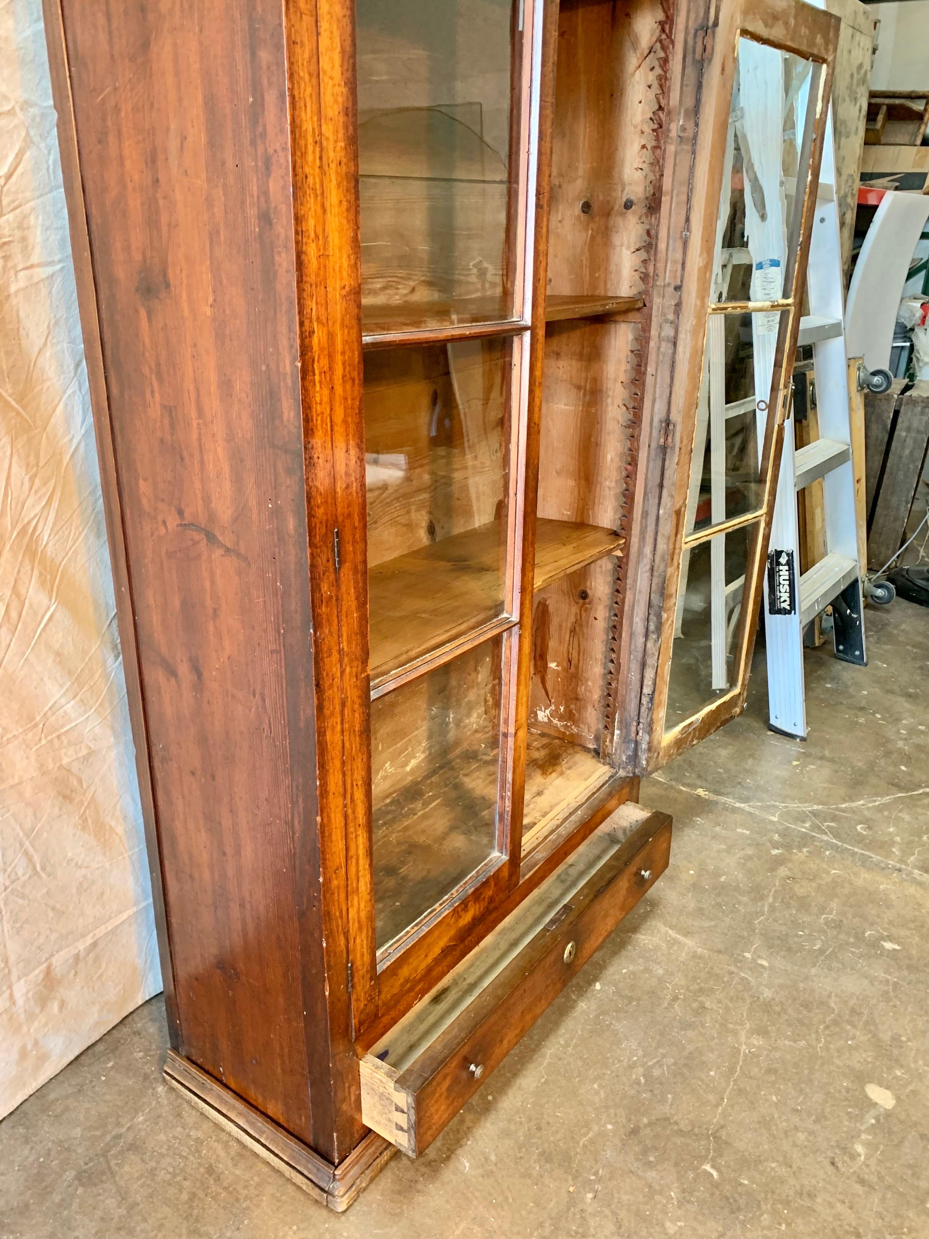 Late 1800s French Walnut Glass Front Display Cabinet 3