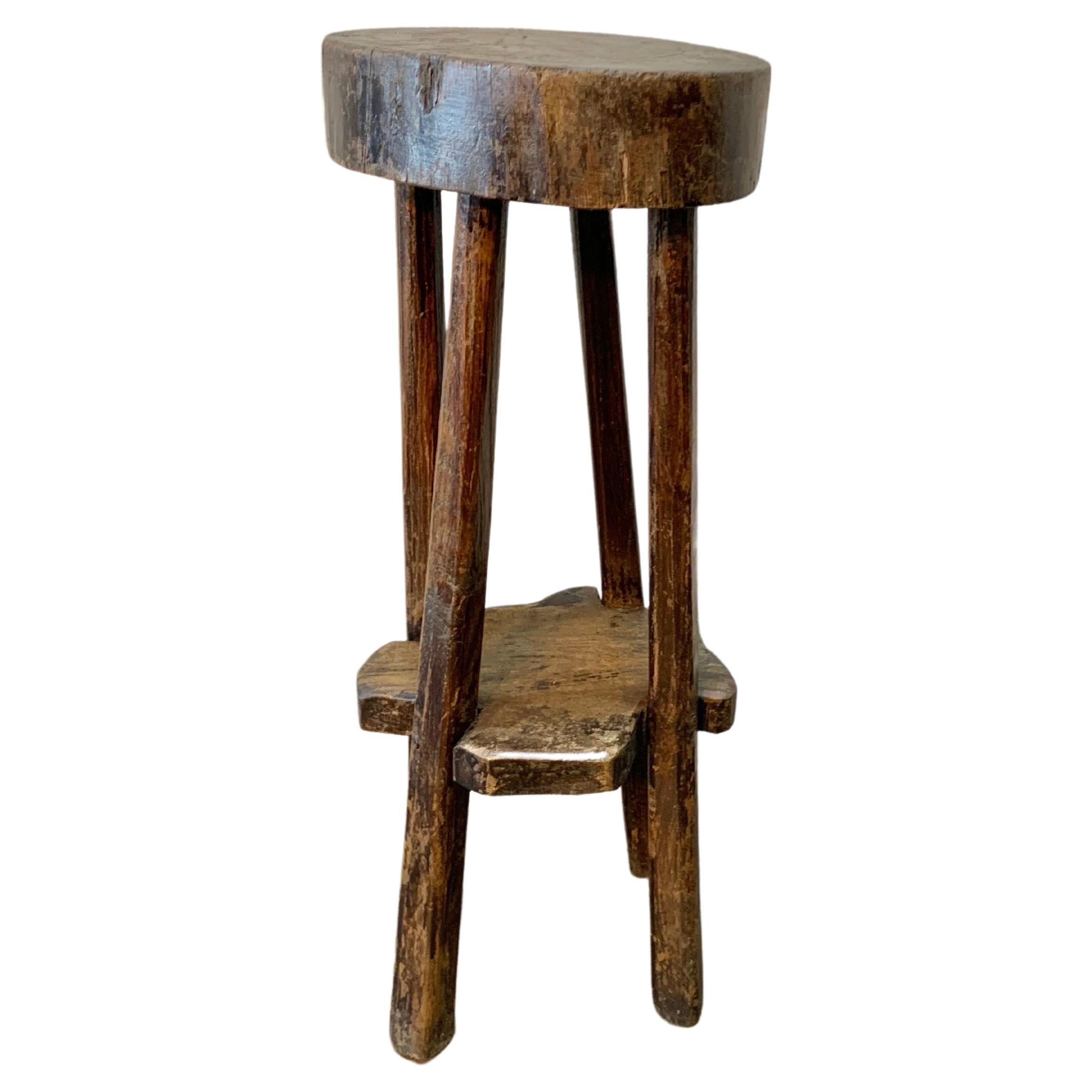 Late 1800s French Walnut Hand Carved Side Table