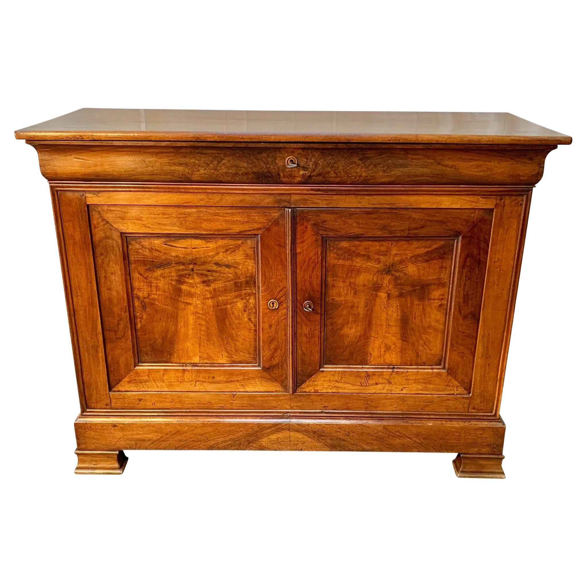 Late 1800s French Walnut Louis Philippe Sideboard Buffet