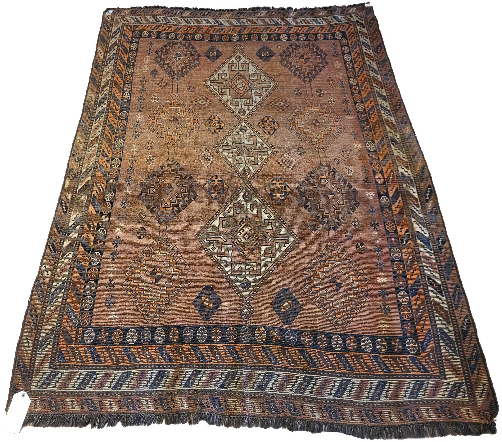 Tribal Lori géométrique de la fin du XIXe siècle - Tapis persan nomade en vente