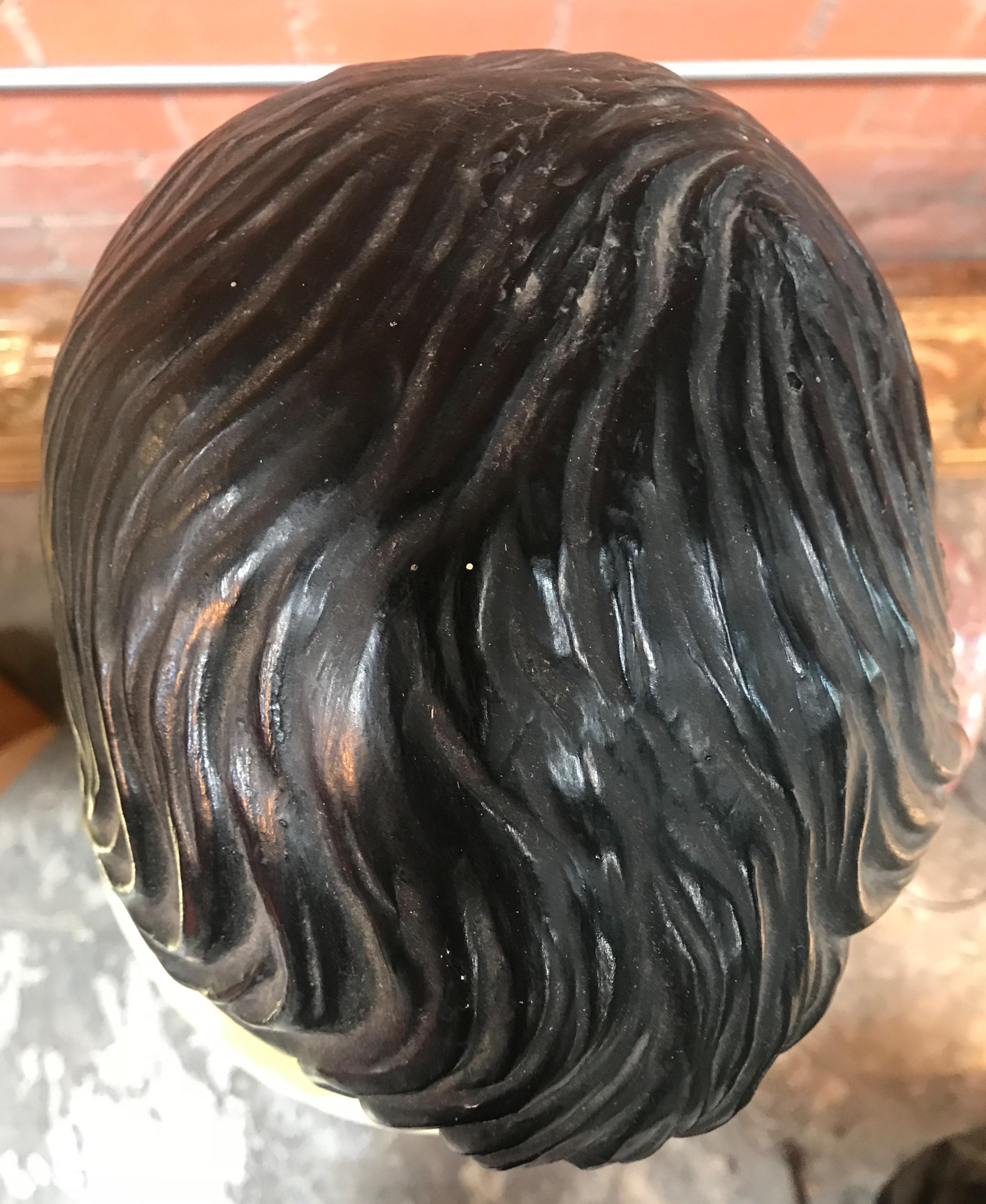 Late 1800s Glazed Terracotta and Marble Bust of a Youthful Augustus, Italy In Excellent Condition In Los Angeles, CA