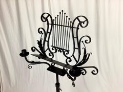 Late 1800's Iron Adjustable Music Stand with Candle Holders