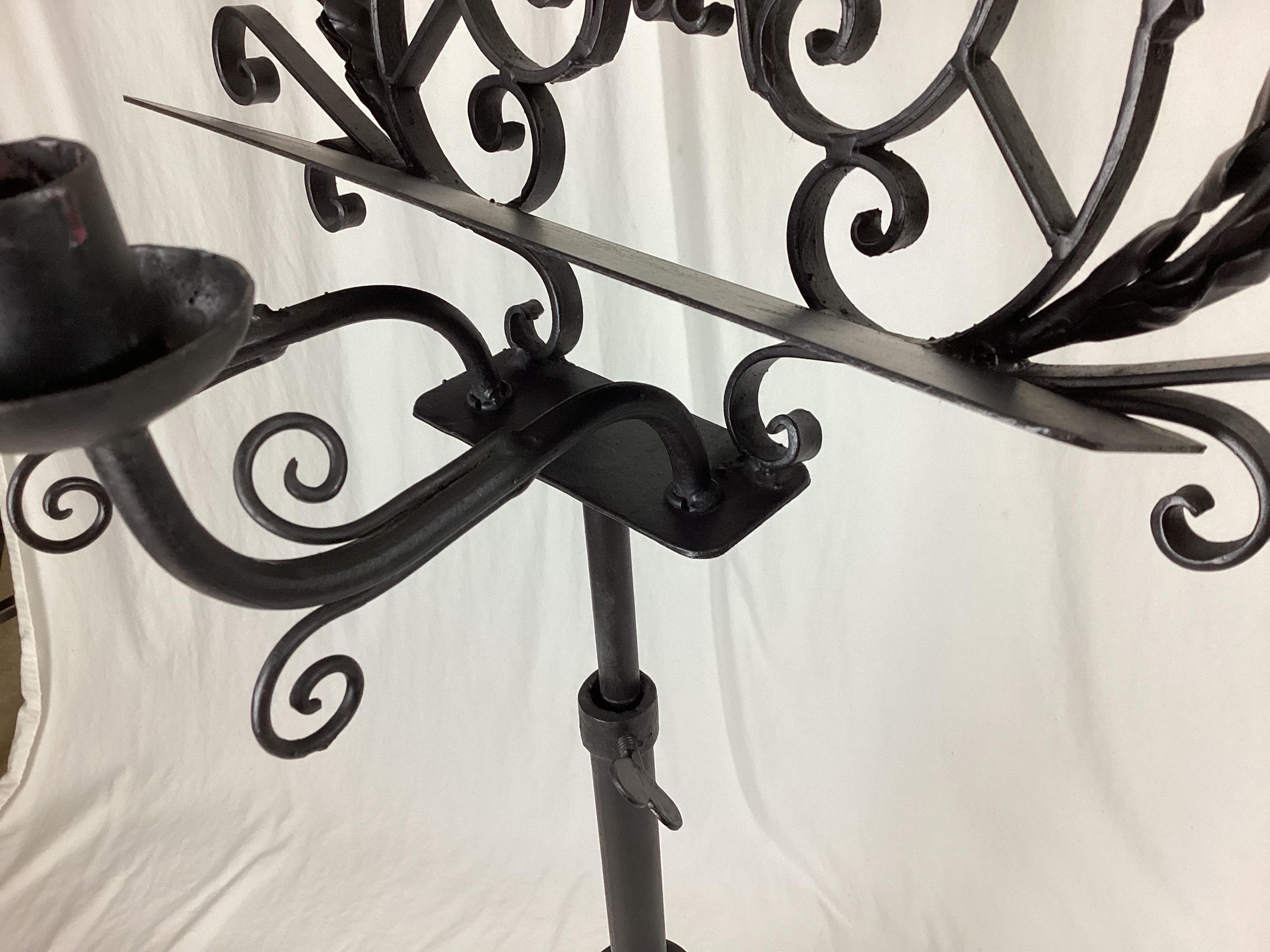 Unknown Late 1800's Iron Adjustable Music Stand with Candle Holders For Sale