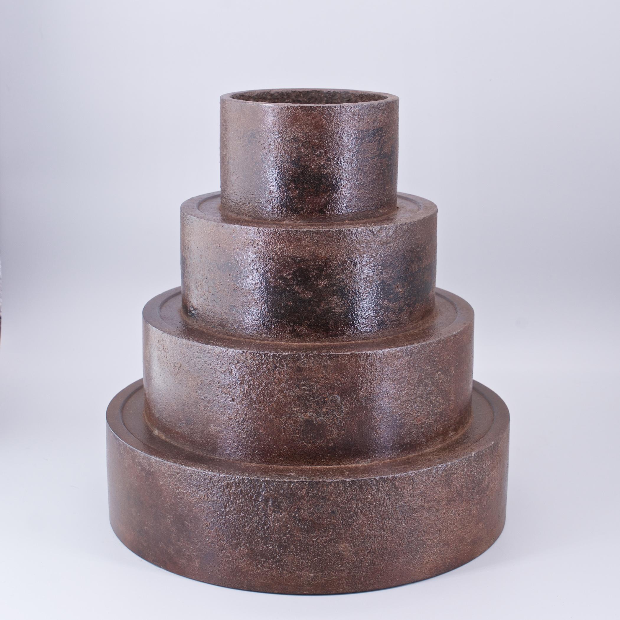 American Late 1800s Iron Concentric Form Geometric Table Sculpture Modernist Symmetry For Sale
