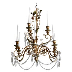 Late 1800s Italian Florentine Nine-Arm Chandelier