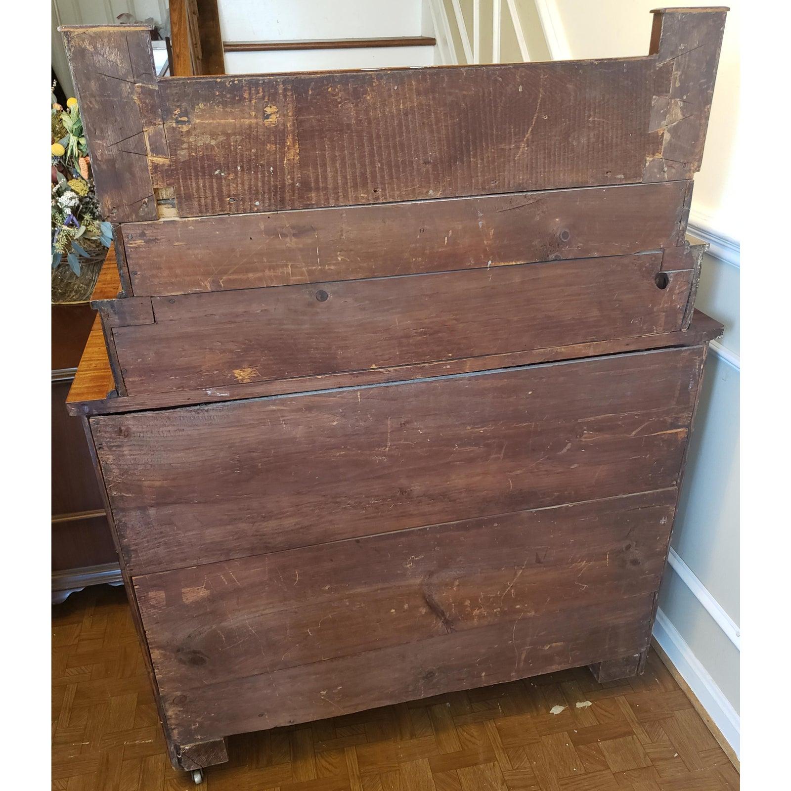 Late 1800s Mahogany Walnut Burl Bureau Chest of Drawers In Good Condition For Sale In Germantown, MD