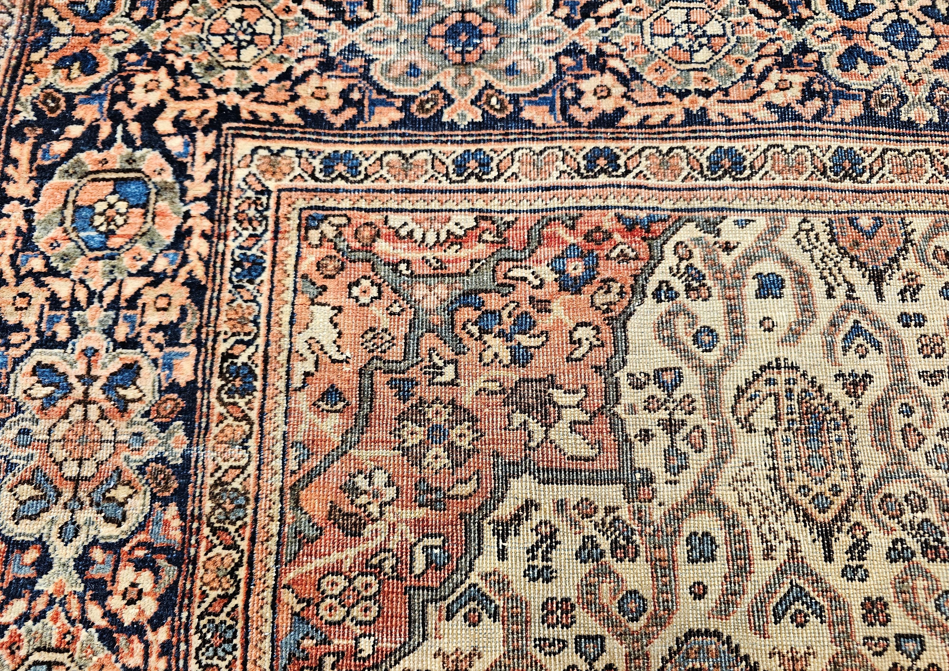 Alfombra persa Farahan de finales del siglo XIX con estampado de cachemira en venta 5