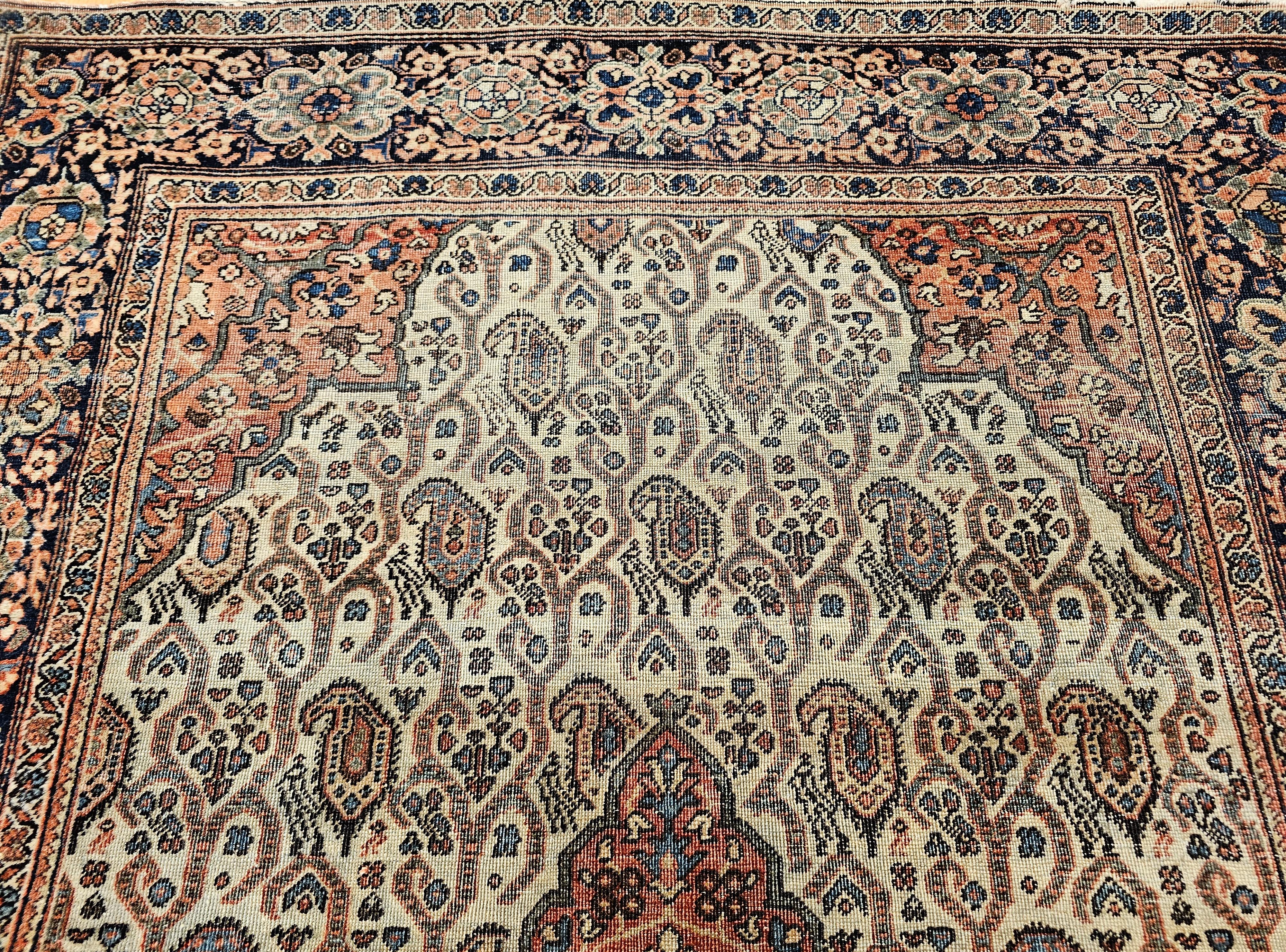 Alfombra persa Farahan de finales del siglo XIX con estampado de cachemira Persa en venta