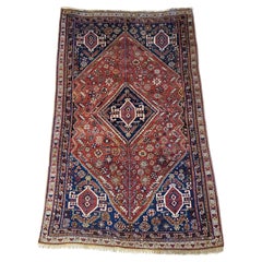 Qashqai, qualité musée, tapis persan nomade de la fin des années 1800