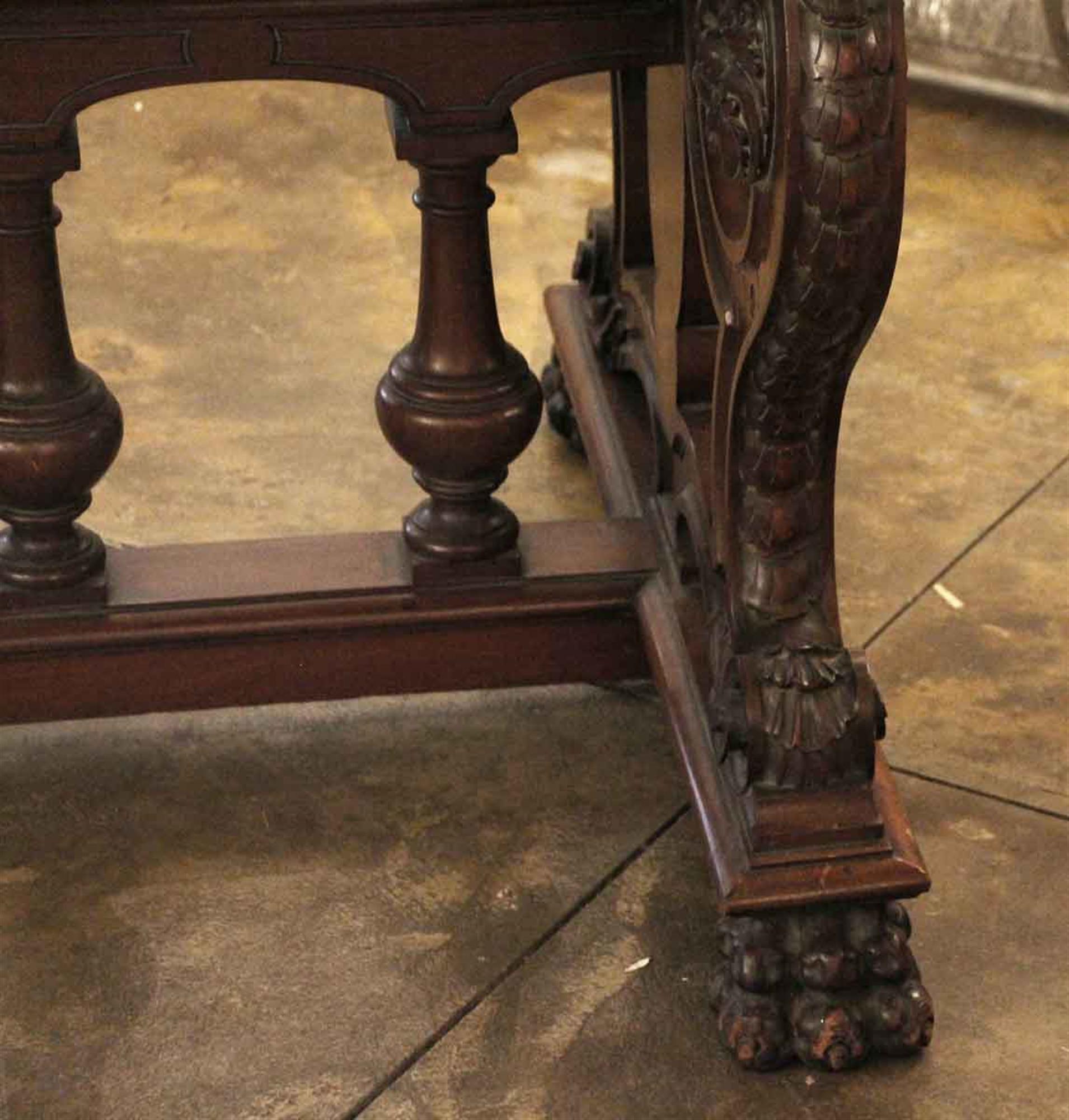 Late 1880s Dark Tone Ornate Hand Carved Wood Library Table by Rj Horner  In Good Condition In New York, NY