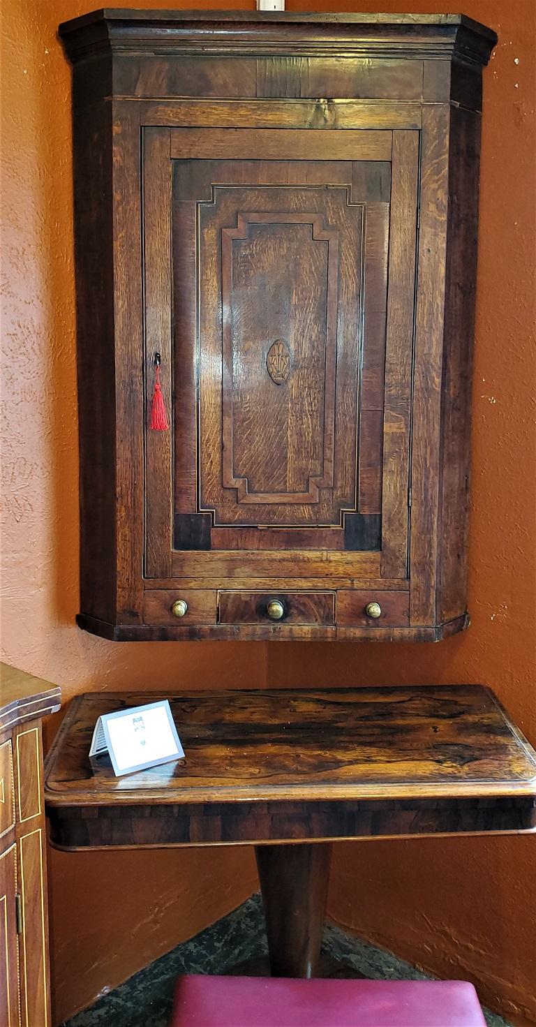 Late 18C English Regency Corner Wall Cabinet For Sale 11
