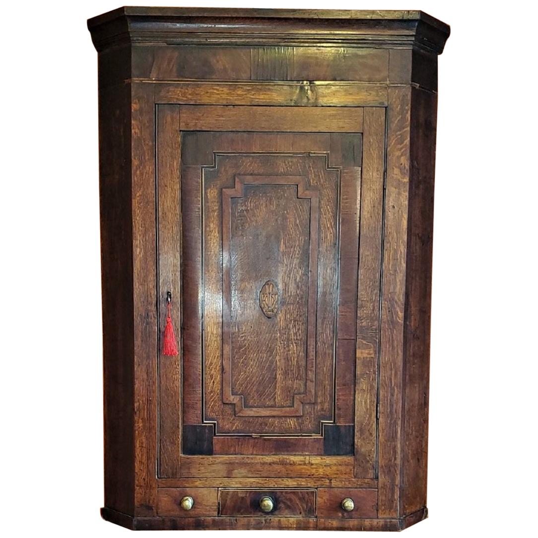 Late 18C English Regency Corner Wall Cabinet For Sale