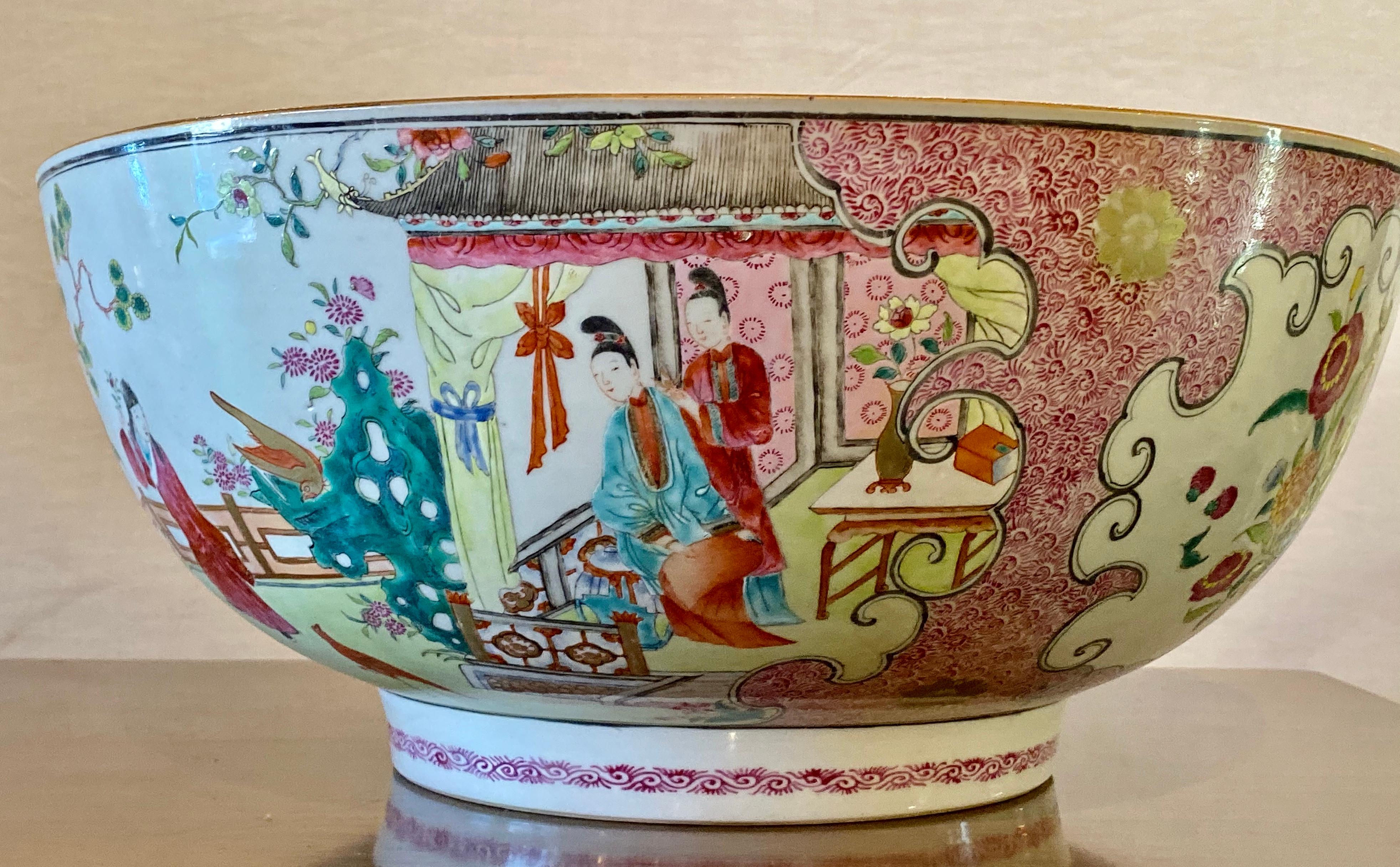 19th Century Famille Rose Chinese Export Punch, Koi Decorated For Sale 14