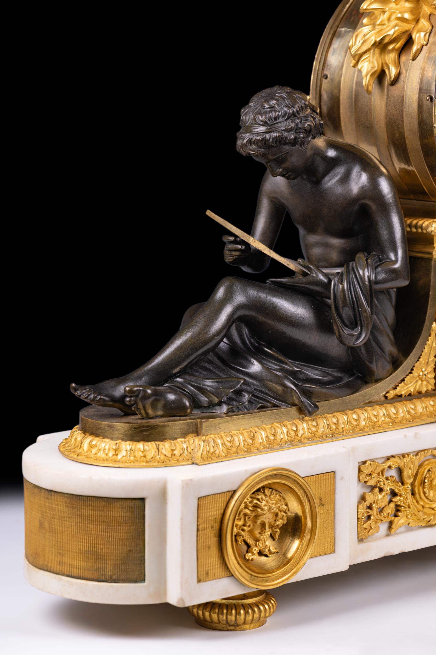 Late 18th/19th Century French Empire Mantle Clock By Parisian Clockmaker Lepaute For Sale 6