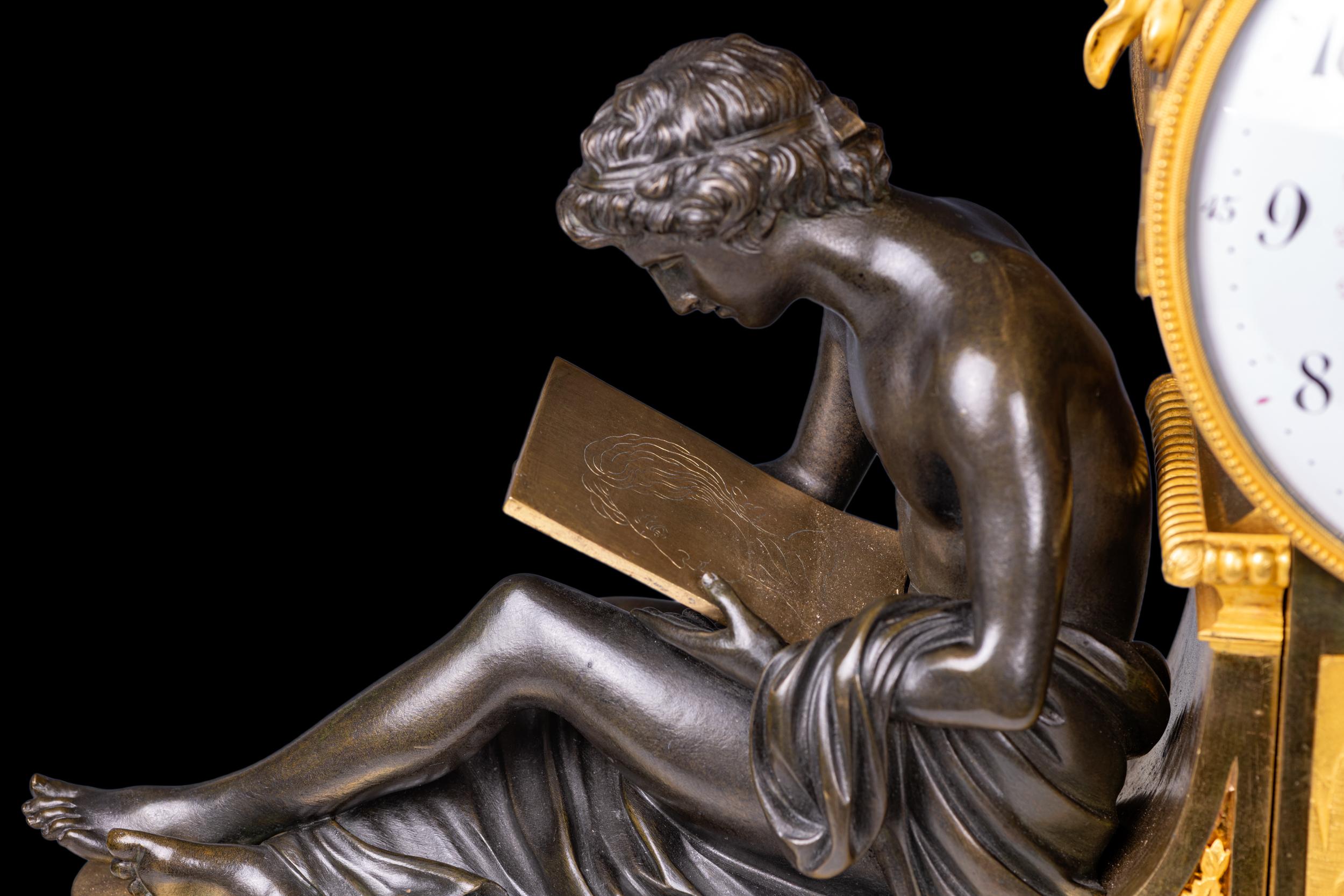 Late 18th/19th Century French Empire Mantle Clock By Parisian Clockmaker Lepaute For Sale 7