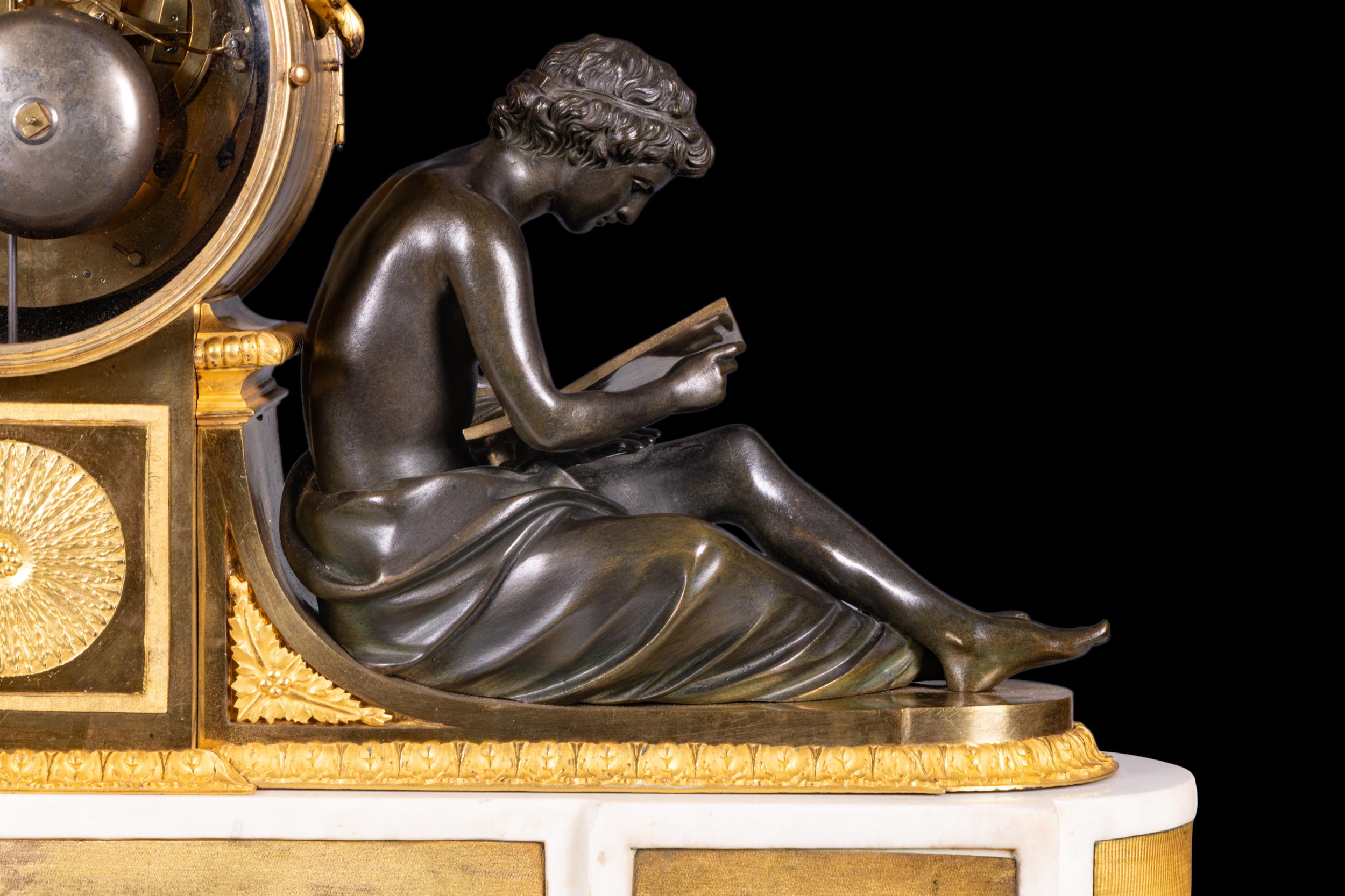 Late 18th/19th Century French Empire Mantle Clock By Parisian Clockmaker Lepaute For Sale 8