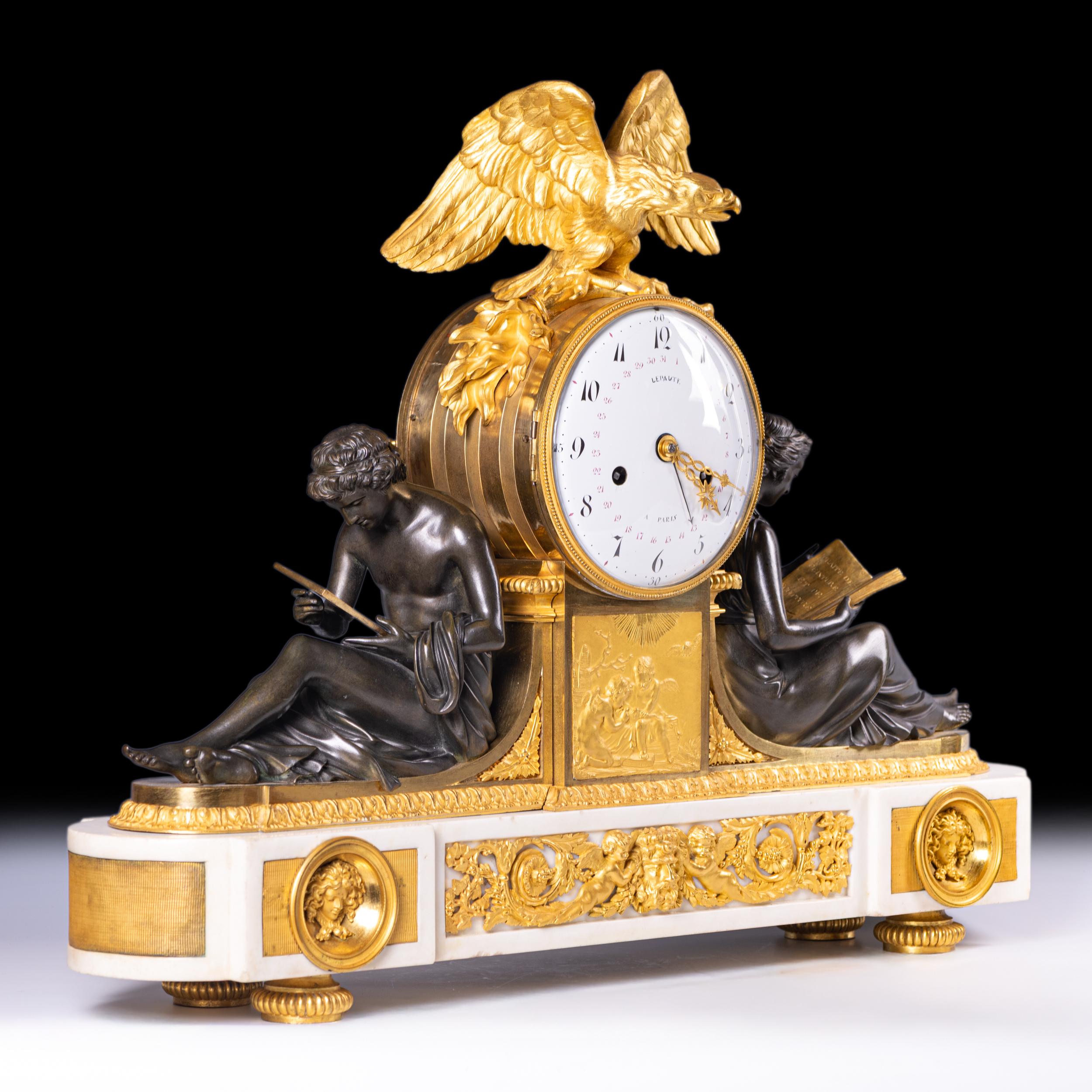 Late 18th/19th Century French Empire Mantle Clock By Parisian Clockmaker Lepaute In Good Condition For Sale In Dublin, IE