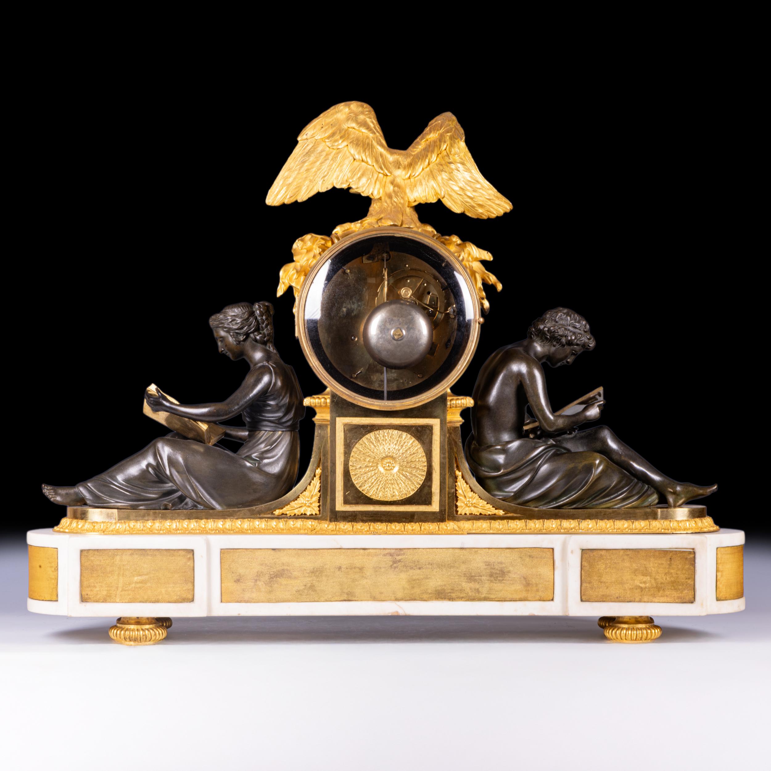 Early 19th Century Late 18th/19th Century French Empire Mantle Clock By Parisian Clockmaker Lepaute For Sale