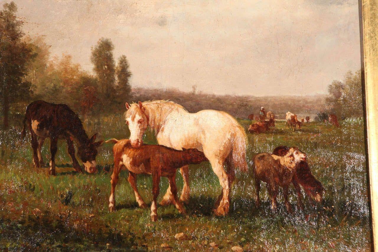 American landscape with animals, unsigned.
The measurements below are with the frame
without the frame the measurements are: 21.5