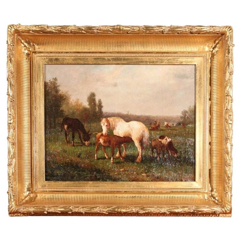 Late 18th C. American Landscape Painting with Animals