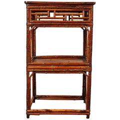 Antique Late 18th Century Bamboo Tall Square Tea Table