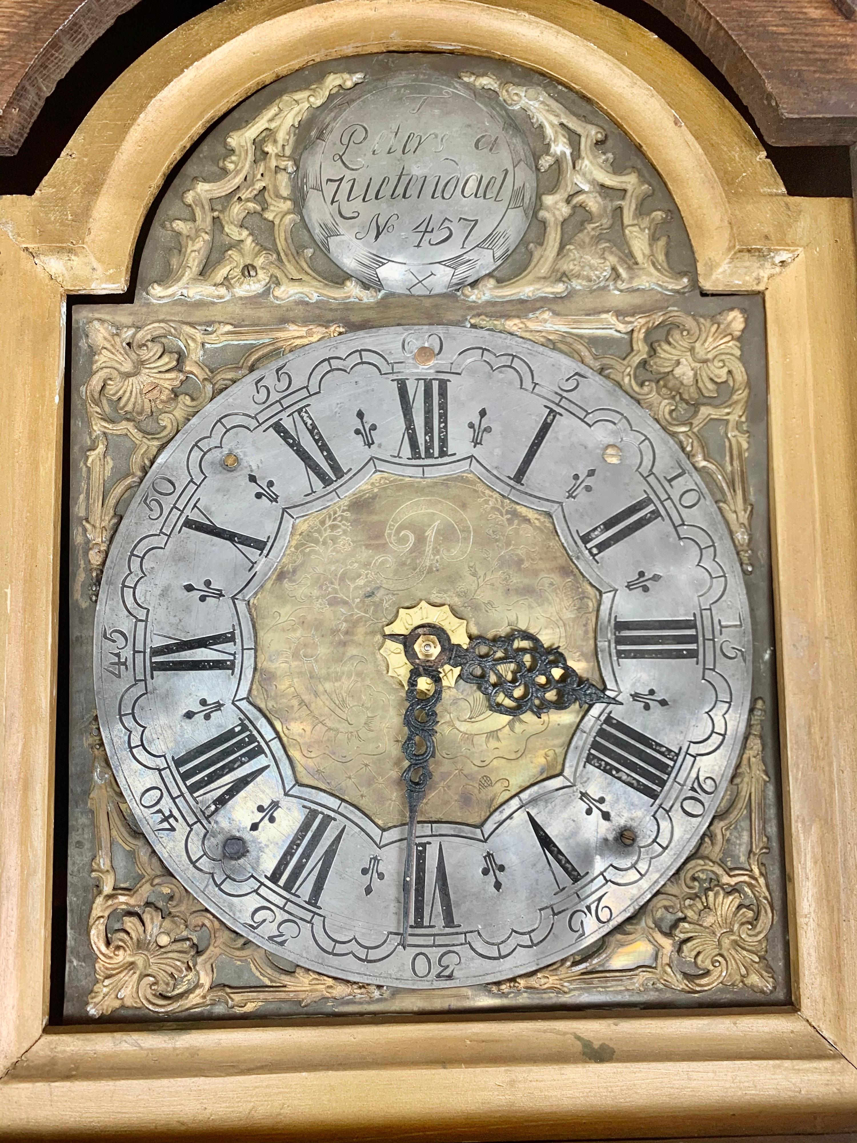18th Century and Earlier Late 18th C. Belgium Provincial Longcase Clock For Sale