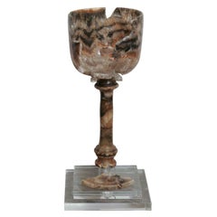 Antique Late 18th C. Blue John Chalice Artifact mounted on Lucite Stand