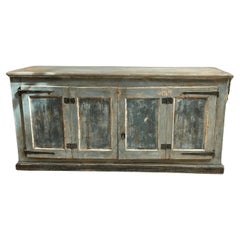 Late 18th C. blue paint enfilade or sideboard buffet, France