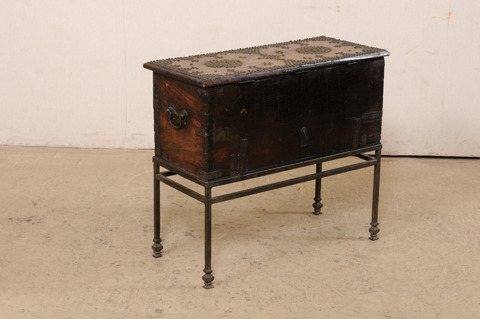 Late 18th C British Colonial Rosewood Trunk, Presented on a Forged-Iron Base For Sale 5