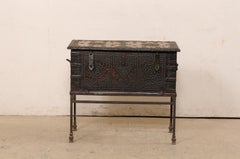 Late 18th C British Colonial Rosewood Trunk, Presented on a Forged-Iron Base