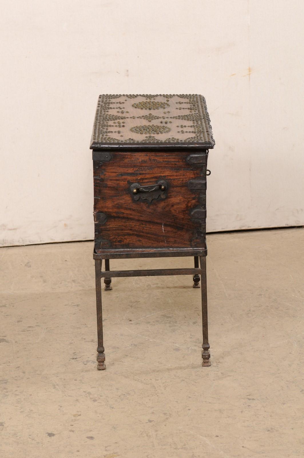 Late 18th C British Colonial Rosewood Trunk, Presented on a Forged-Iron Base For Sale 2