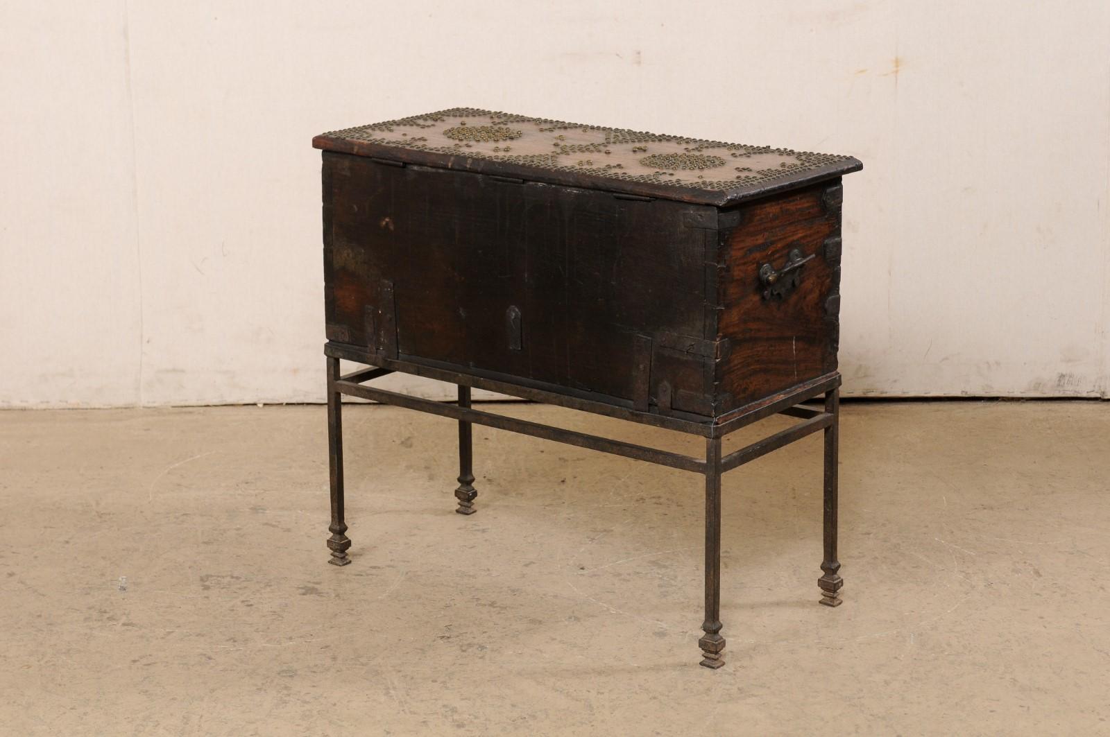 Late 18th C British Colonial Rosewood Trunk, Presented on a Forged-Iron Base For Sale 3