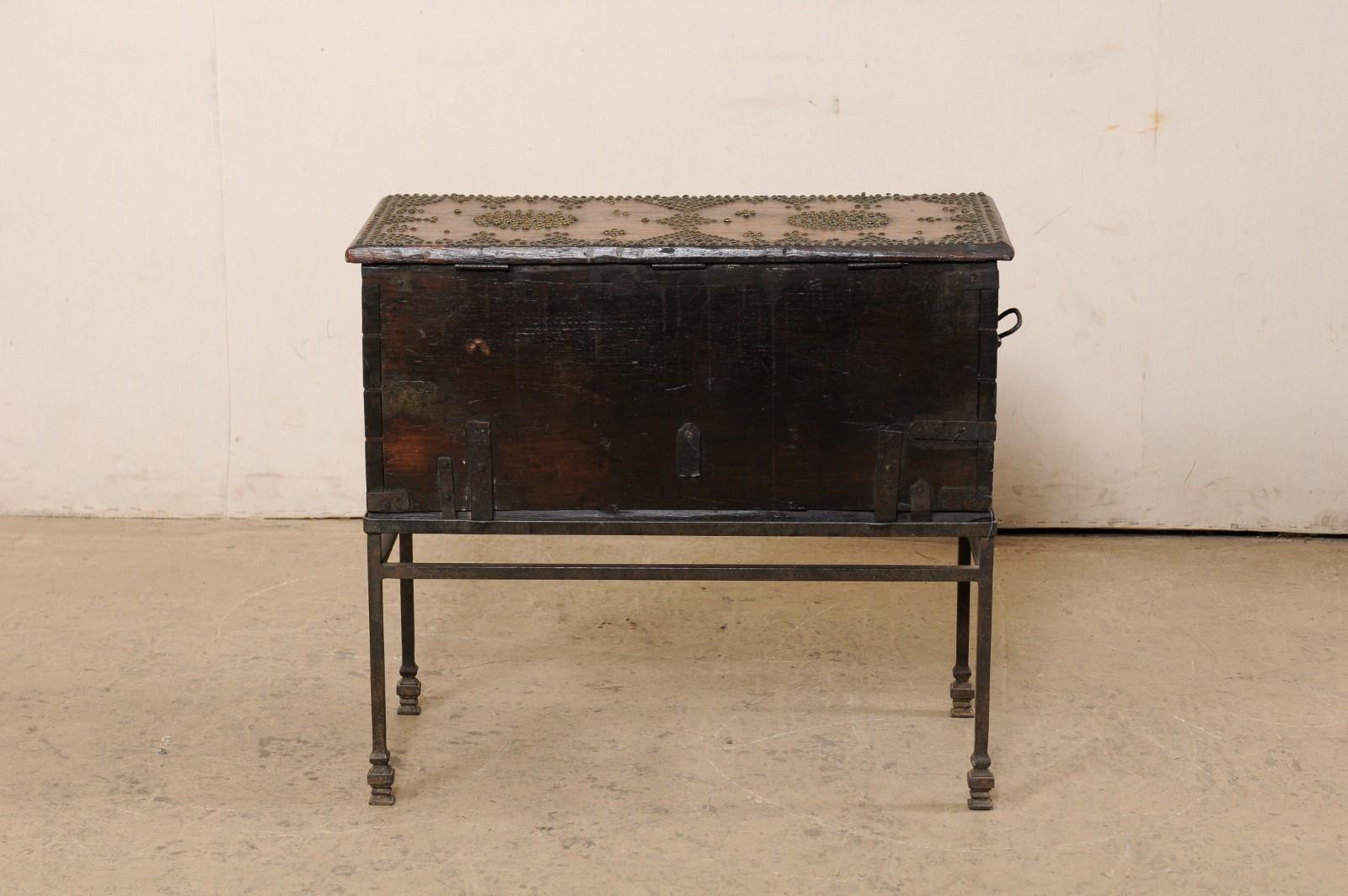 Late 18th C British Colonial Rosewood Trunk, Presented on a Forged-Iron Base For Sale 4