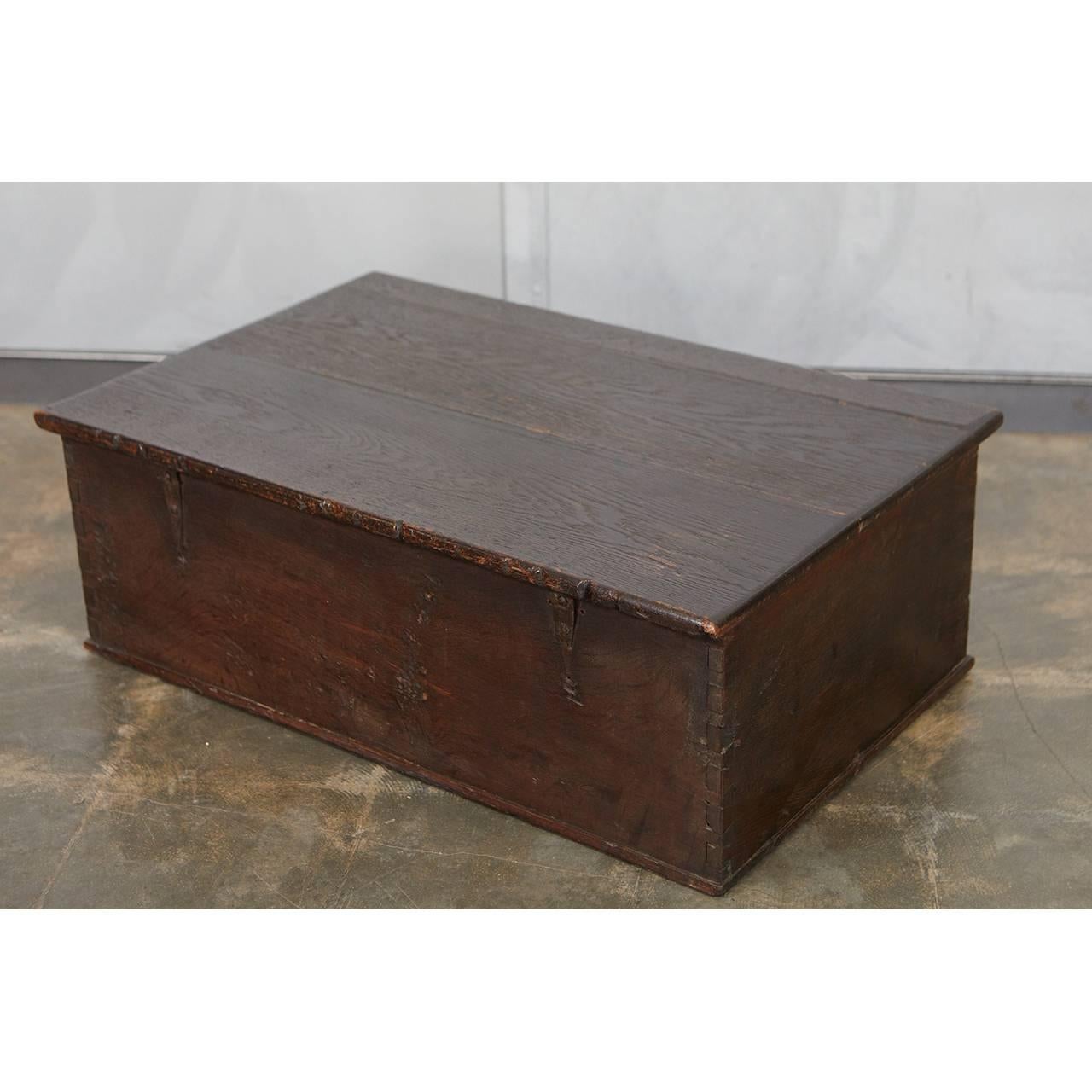 19th Century Late 18th Century Carved Oak Bible Box For Sale