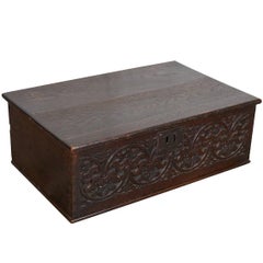 Late 18th Century Carved Oak Bible Box