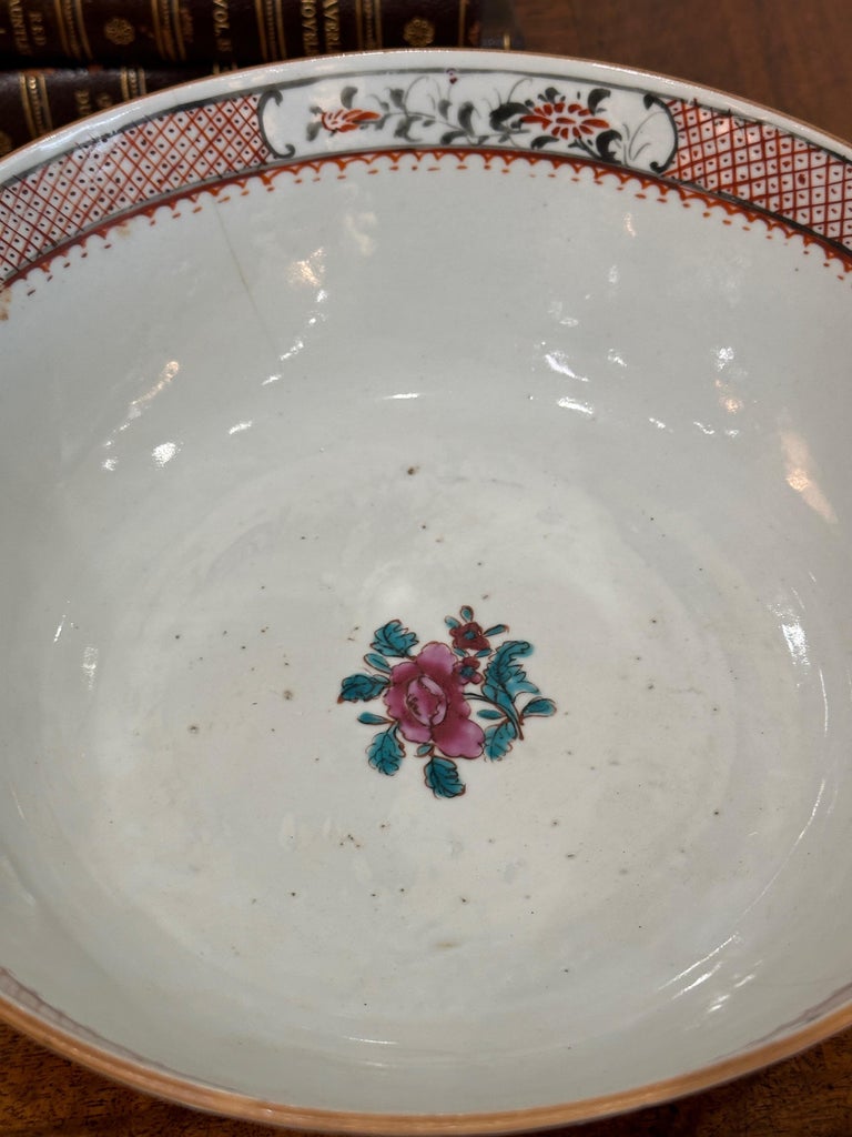 Late 18th C. Chinese Export Punch Bowl For Sale at 1stDibs