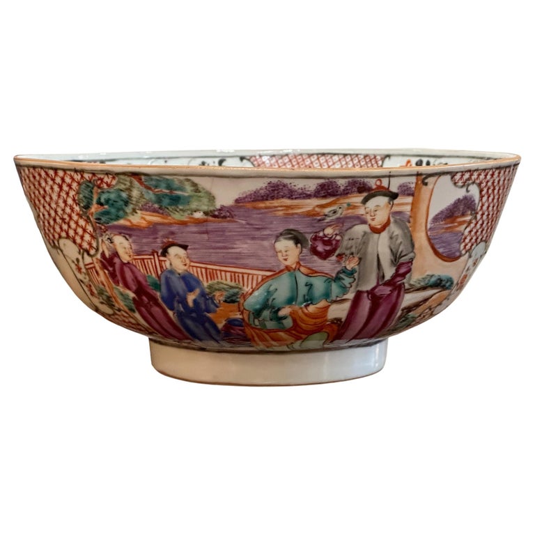 Late 18th C. Chinese Export Punch Bowl For Sale at 1stDibs