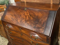 Late 18th c Chippendale Mahogany Oxbow Slant Front Desk Attrib To Nehemiah Adams