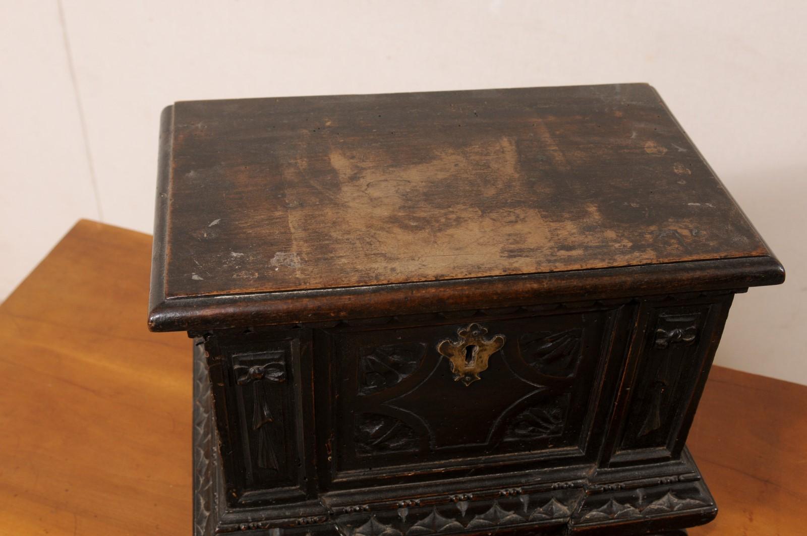 18th Century and Earlier Late 18th C. English Carved Wood Document Box For Sale