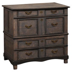 Late 18th C. English Chest w/Great Hardware & Navy/Slate Finish